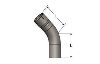 Exhaust Elbow – 45° Long Radius, Slotted ID Cuff/Plain