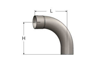 Exhaust Elbow – 90° Long Radius, Slotted ID Cuff/Plain