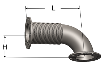 Flex Connector with 90° Elbow and Floating ANSI Pattern Flange Both Ends